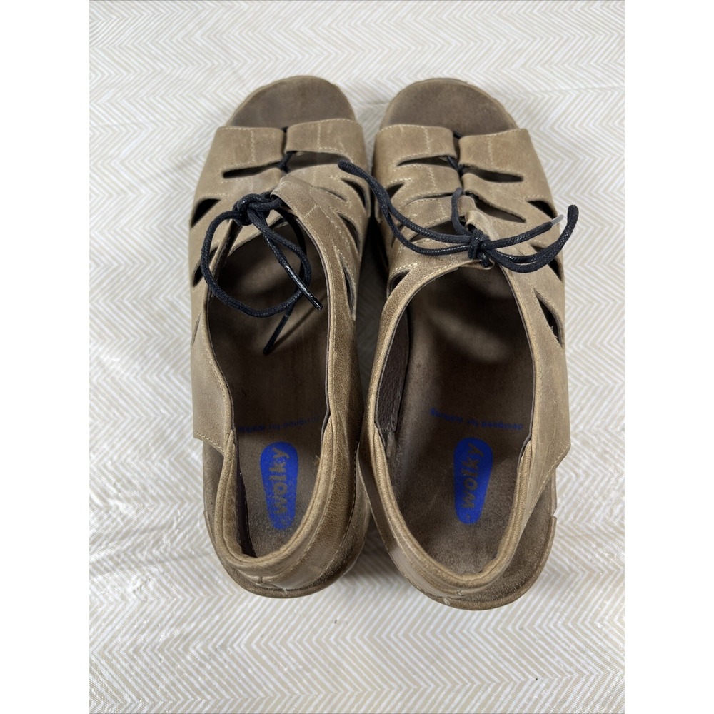 Wolky Women's Fogo Brown Leather Lace-Up Wedge Sandals Sz 40 9.5 Minimalistic - Picture 7 of 15